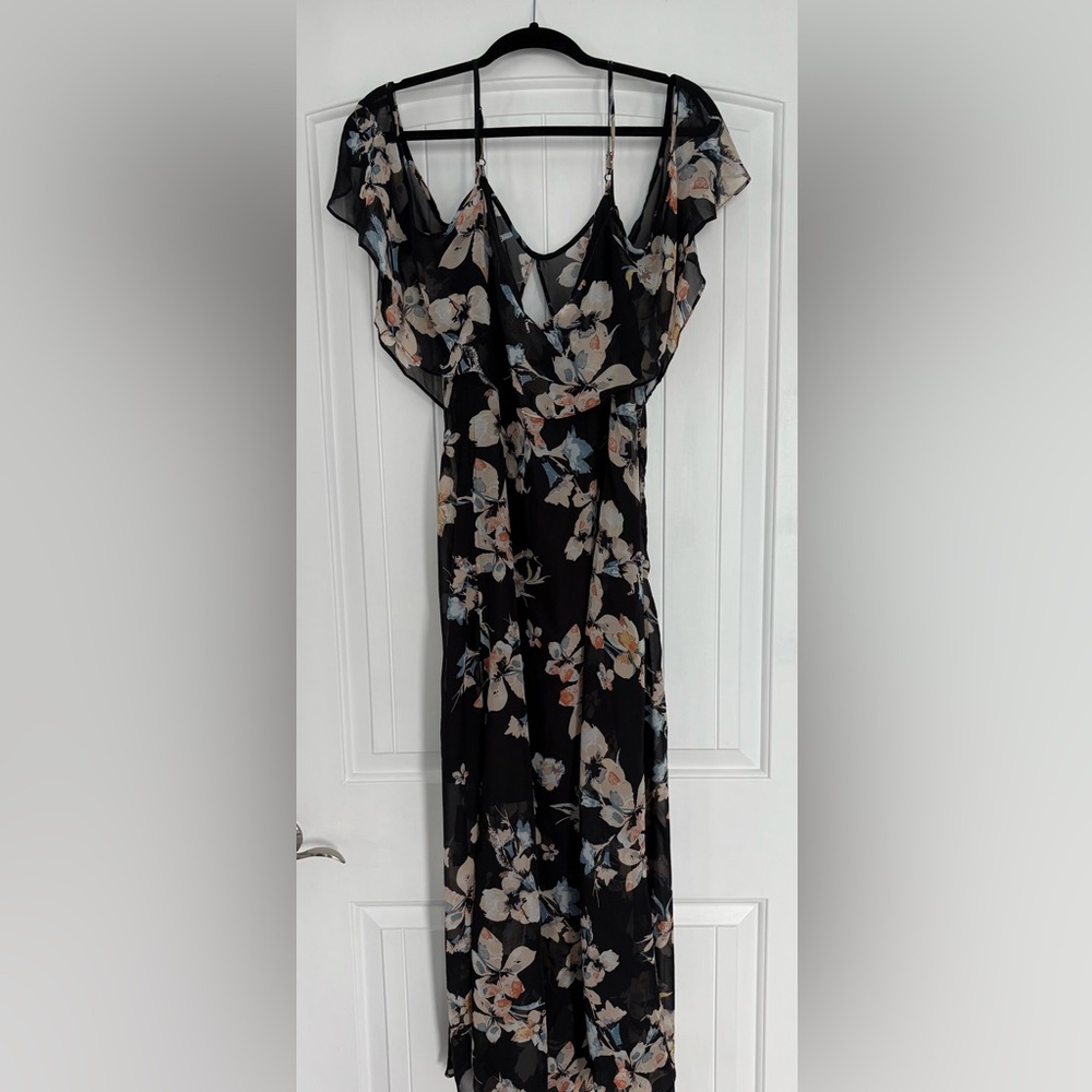 Elegant Floral Black Maxi Dress